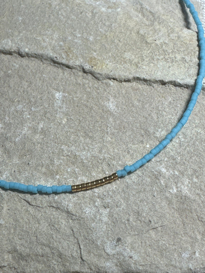 Miyuki Necklace - Sky Blue Gold