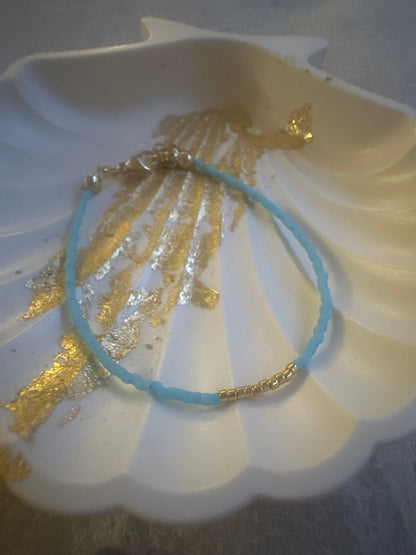 Miyuki Bracelet - Sky Blue Gold