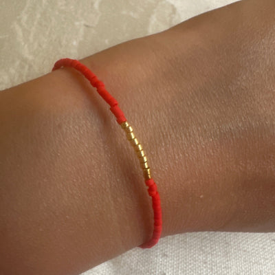 Miyuki Bracelet - Red Coral Gold