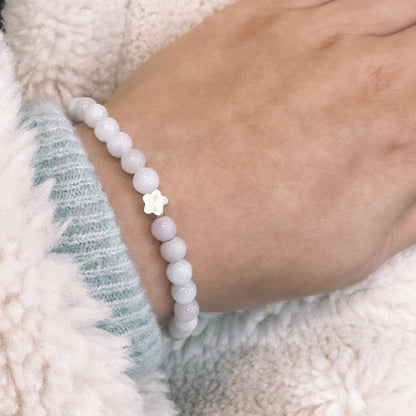 Jade Bracelet 6mm Flower Gold