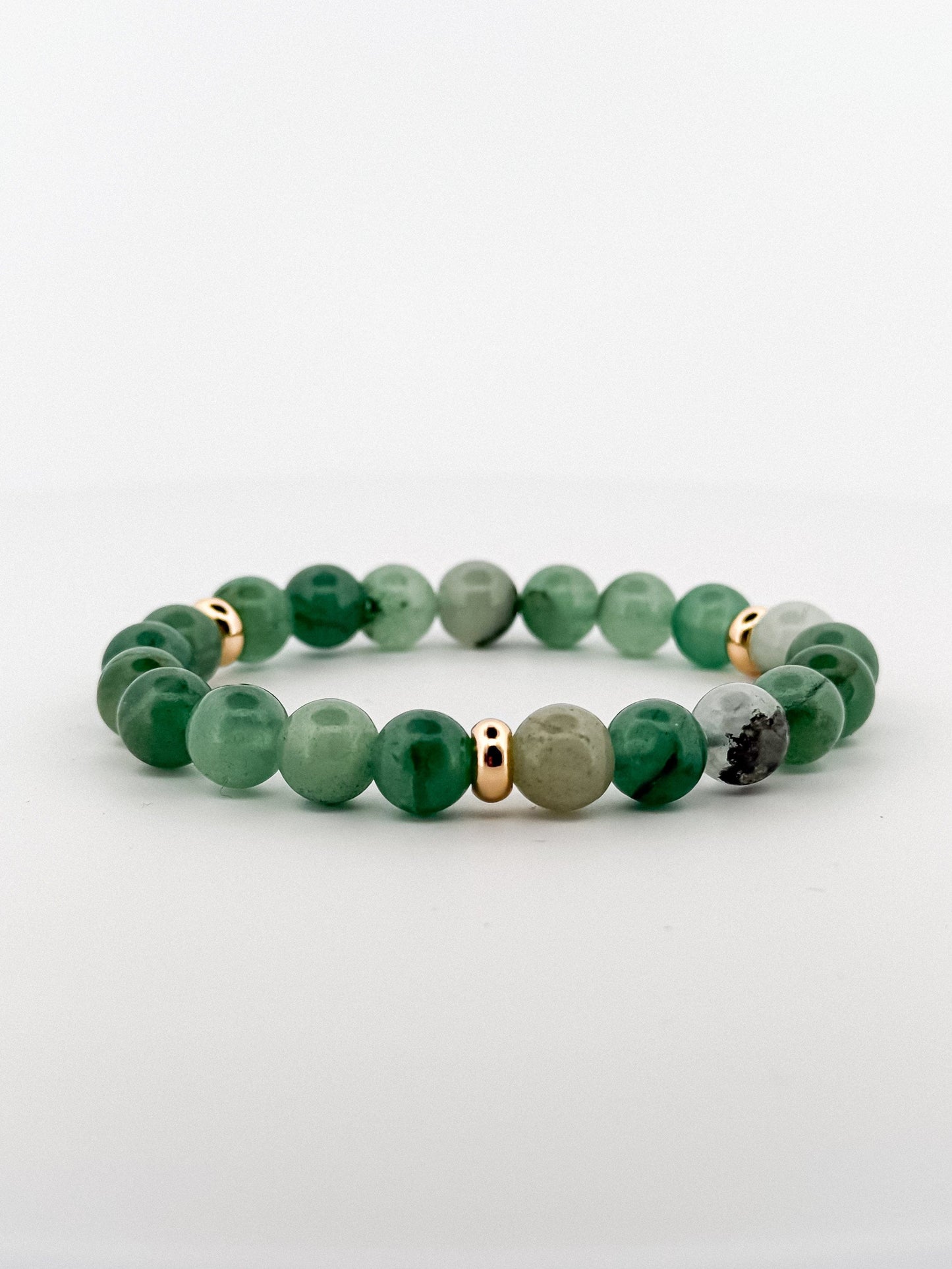 Aventurine Bracelet Gold Disks 8mm