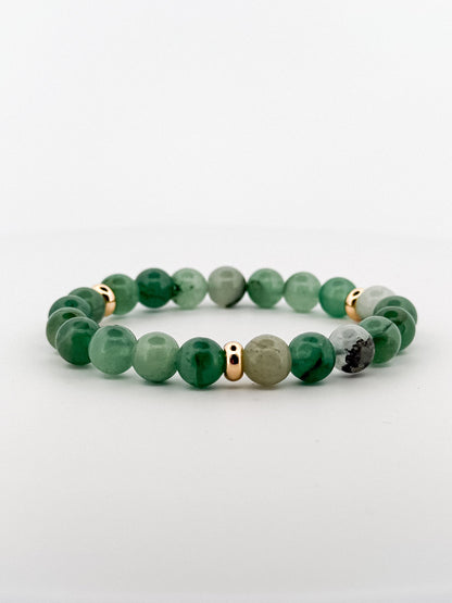 Aventurine Bracelet Gold Disks 8mm