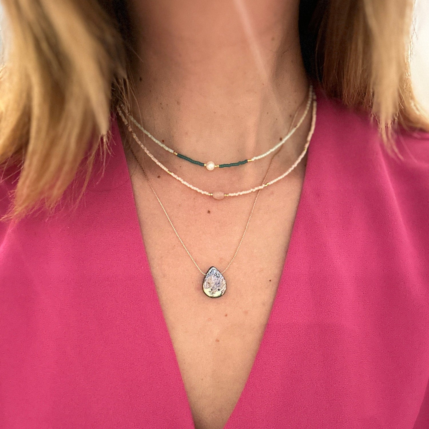 Miyuki Necklace - Sea Blue Pearl