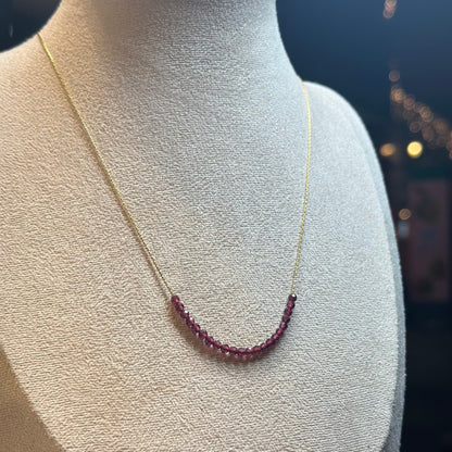 Garnet Necklace Gold filled 14k