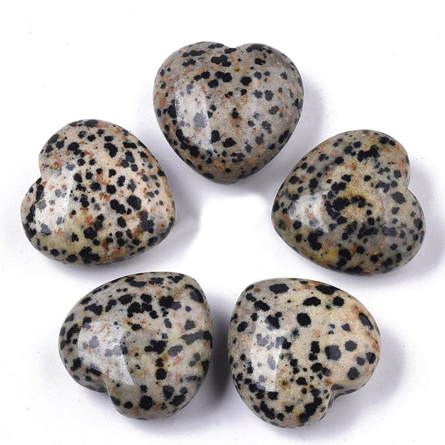 Dalmatian Jasper Heart Palm Stone