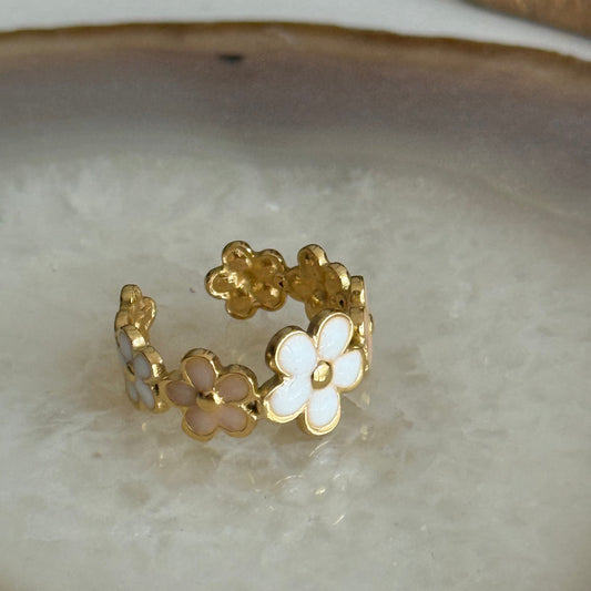 Flower Gold Ring Enamel