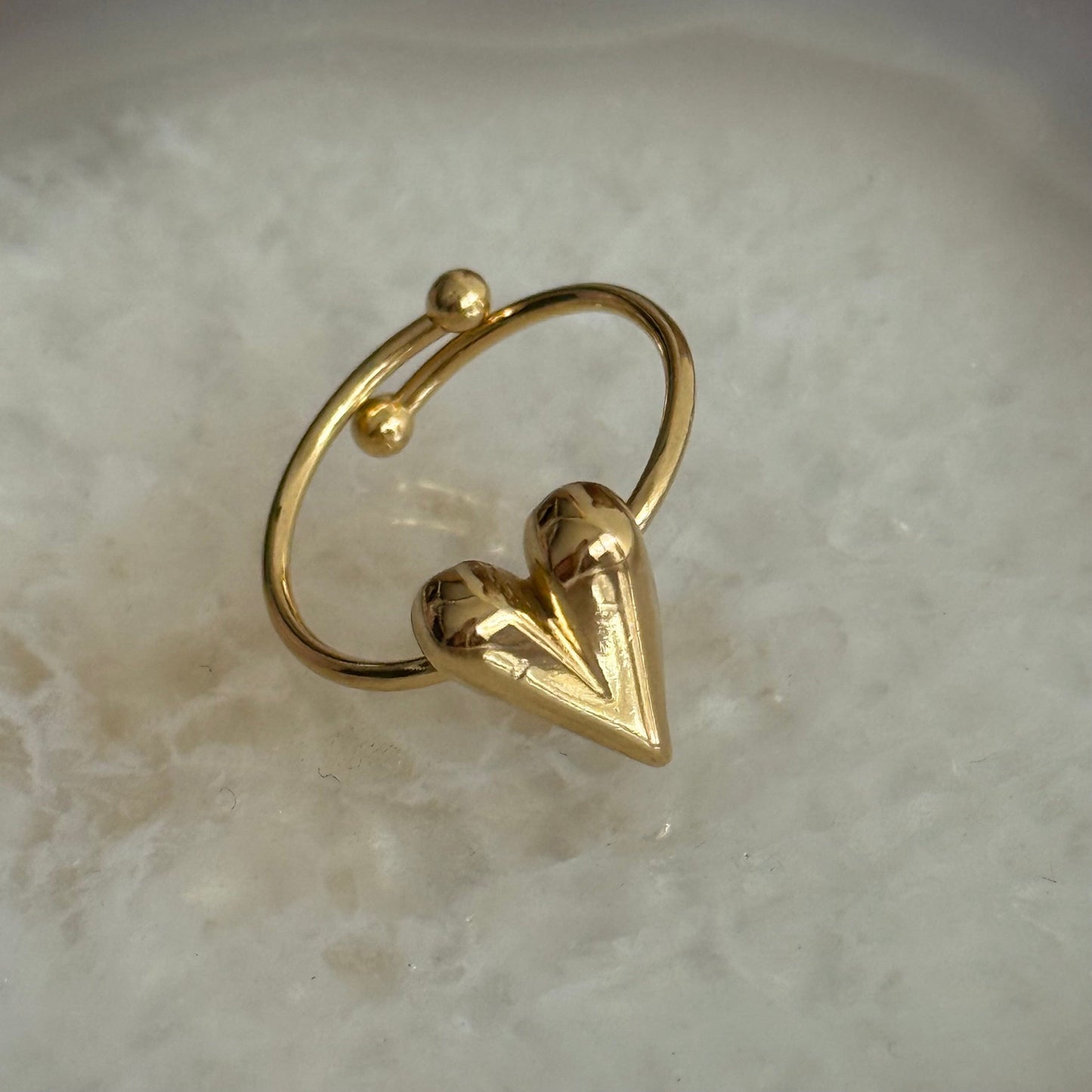 Caribe Chunky Heart Gold Ring