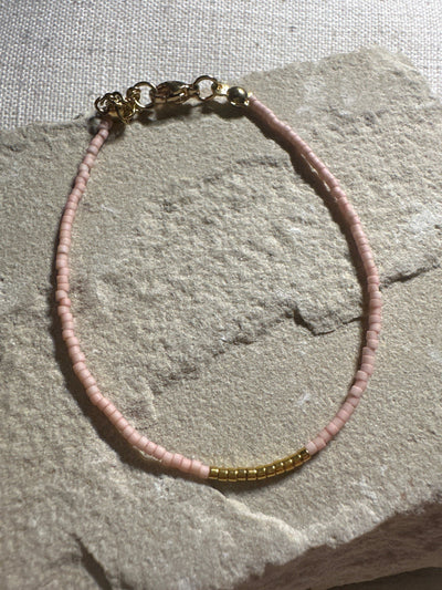 Miyuki Bracelet - Light Baby Pink Mat Gold