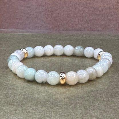 Jade Burma Bracelet 7mm 3 Gold disks