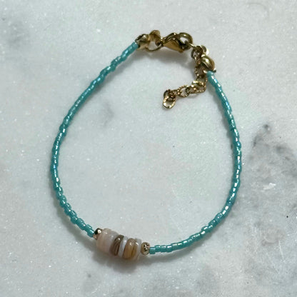Miyuki Bracelet - Turquoise Blue Gold - Shell