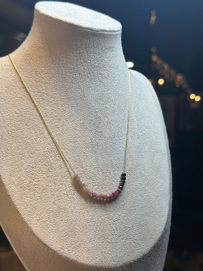 Pink Tourmaline Necklace Gold filled 14k