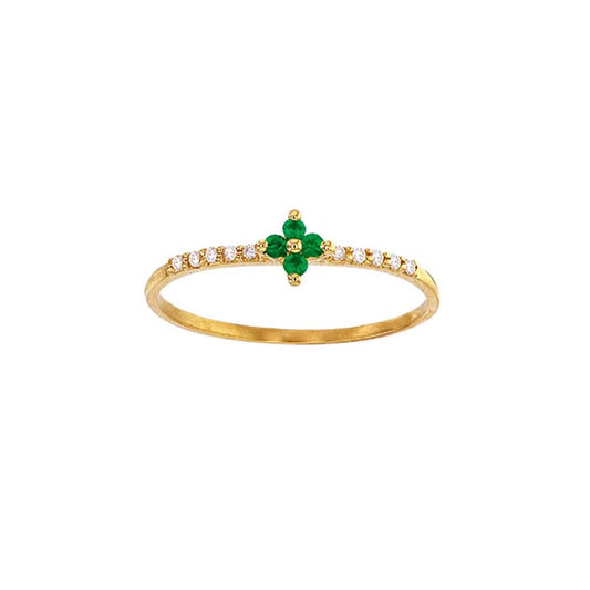 Emerald Gold Ring Flower (18k Gold)