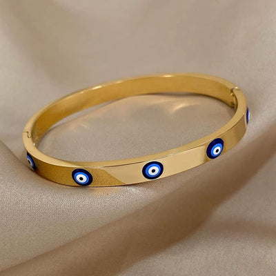 Blue Evil Eye Gold Bangle