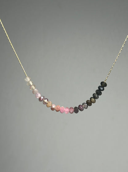 Pink Tourmaline Necklace Gold filled 14k