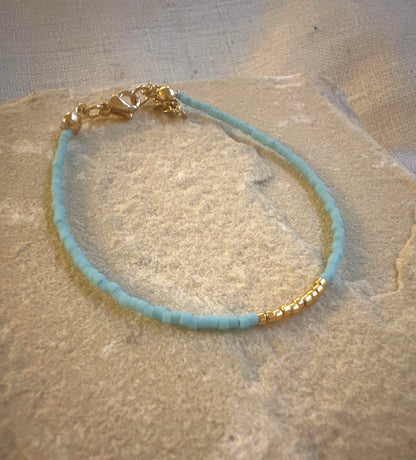Miyuki Bracelet - Sky Blue Gold