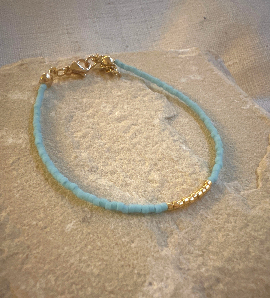 Miyuki Bracelet - Sky Blue Gold