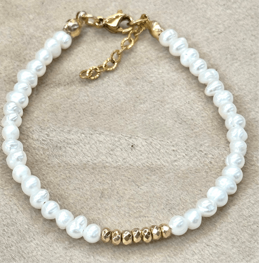 Pearl Bracelet Gold Hematite, gold plated 18k