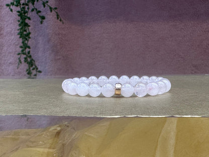 Rose quartz bracelet 9k Gold