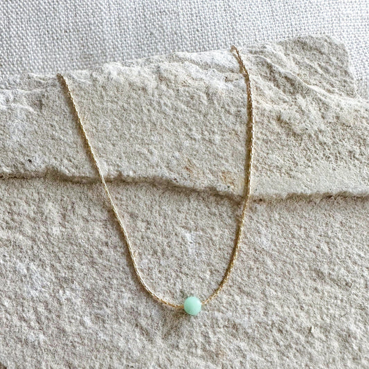 Chrysoprase Gold Necklace <br> Minimalist