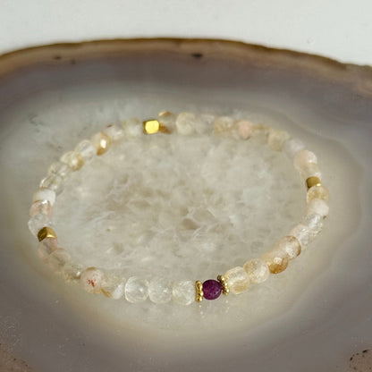 Citrine and Pink Tourmaline Square Gold Vermeil Bracelet