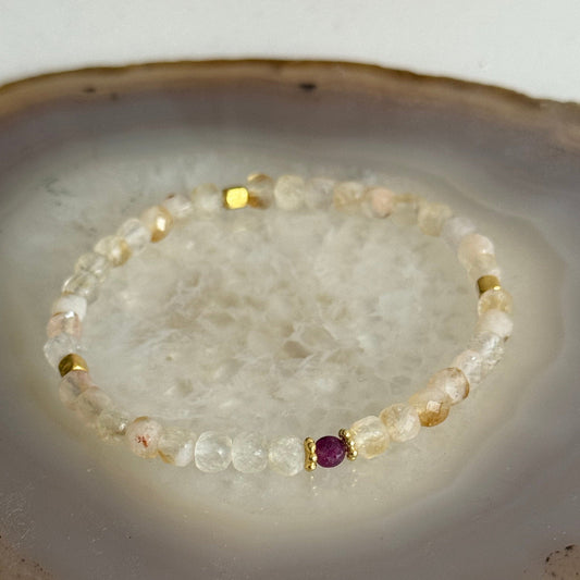 Citrine and Pink Tourmaline Square Gold Vermeil Bracelet