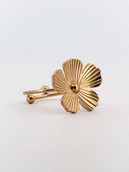 Caribe Set of 3 Flowers Gold Ring