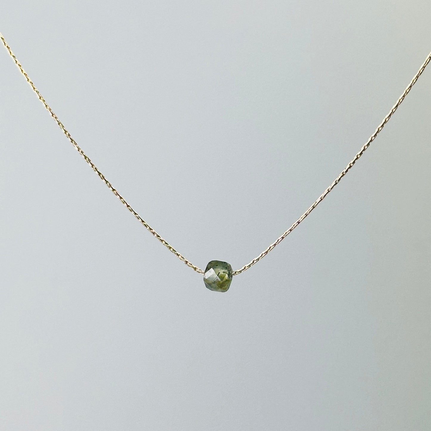 Prehnite Gold Necklace <br> Minimalist square