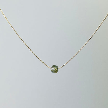 Prehnite Gold Necklace <br> Minimalist square