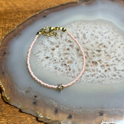 Miyuki Bracelet - Light Baby Pink Mat Gold - Star