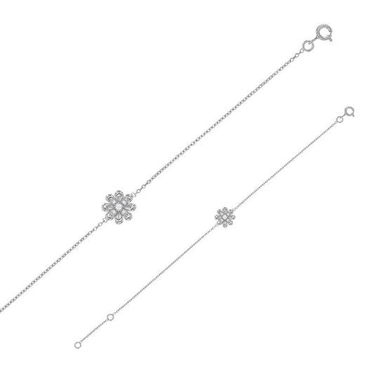 Flower Silver Bracelet Cubic Zirconia(Sterling Silver)