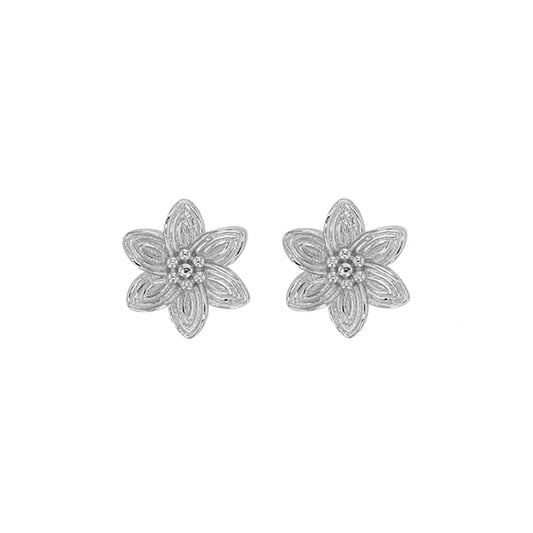 Flower Stud Earrings Textured(Sterling Silver)