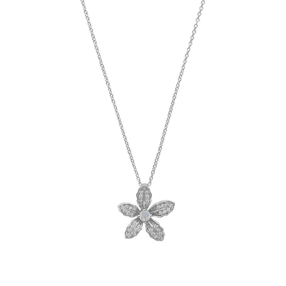 Flower Necklace Cubic Zirconia (Sterling Silver)