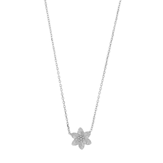 Flower Necklace Textured (Sterling Silver)