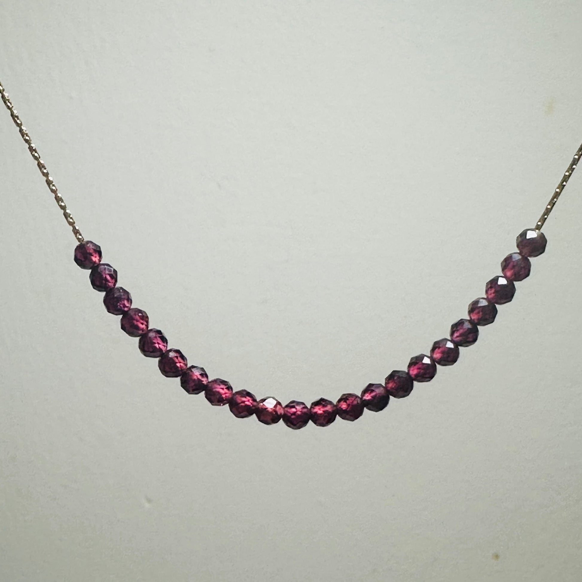 Garnet Necklace Gold filled 14k