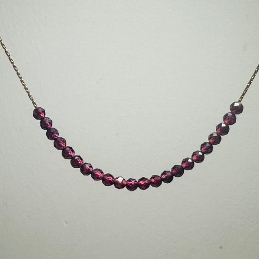 Garnet Necklace Gold filled 14k