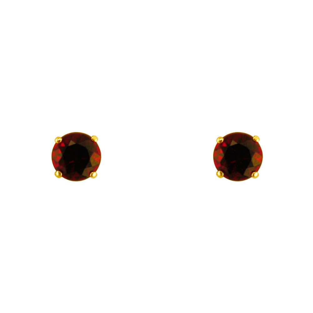 Red Garnet Gold Stud Earrings 9 karats Gold