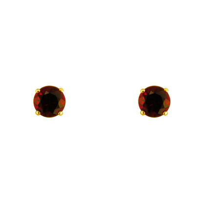 Red Garnet Gold Stud Earrings 9 karats Gold