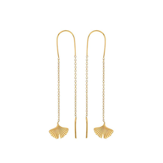 Ginko Long Hook Earrings (Gold plated)