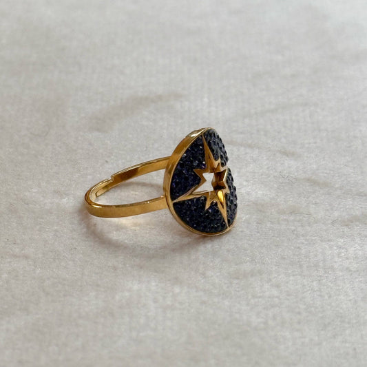 Black Stardust Gold Ring