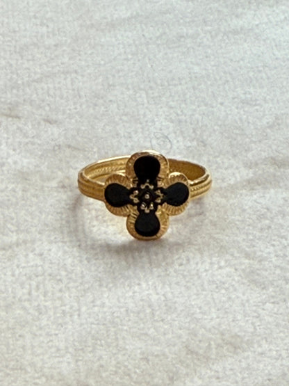 Black Clover Enamel Gold Ring