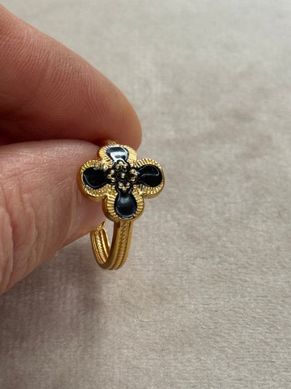 Black Clover Enamel Gold Ring