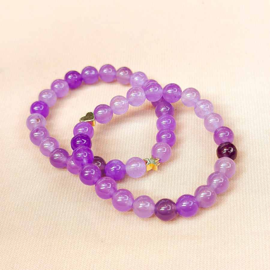 Amethyst Bracelet 8mm Heart