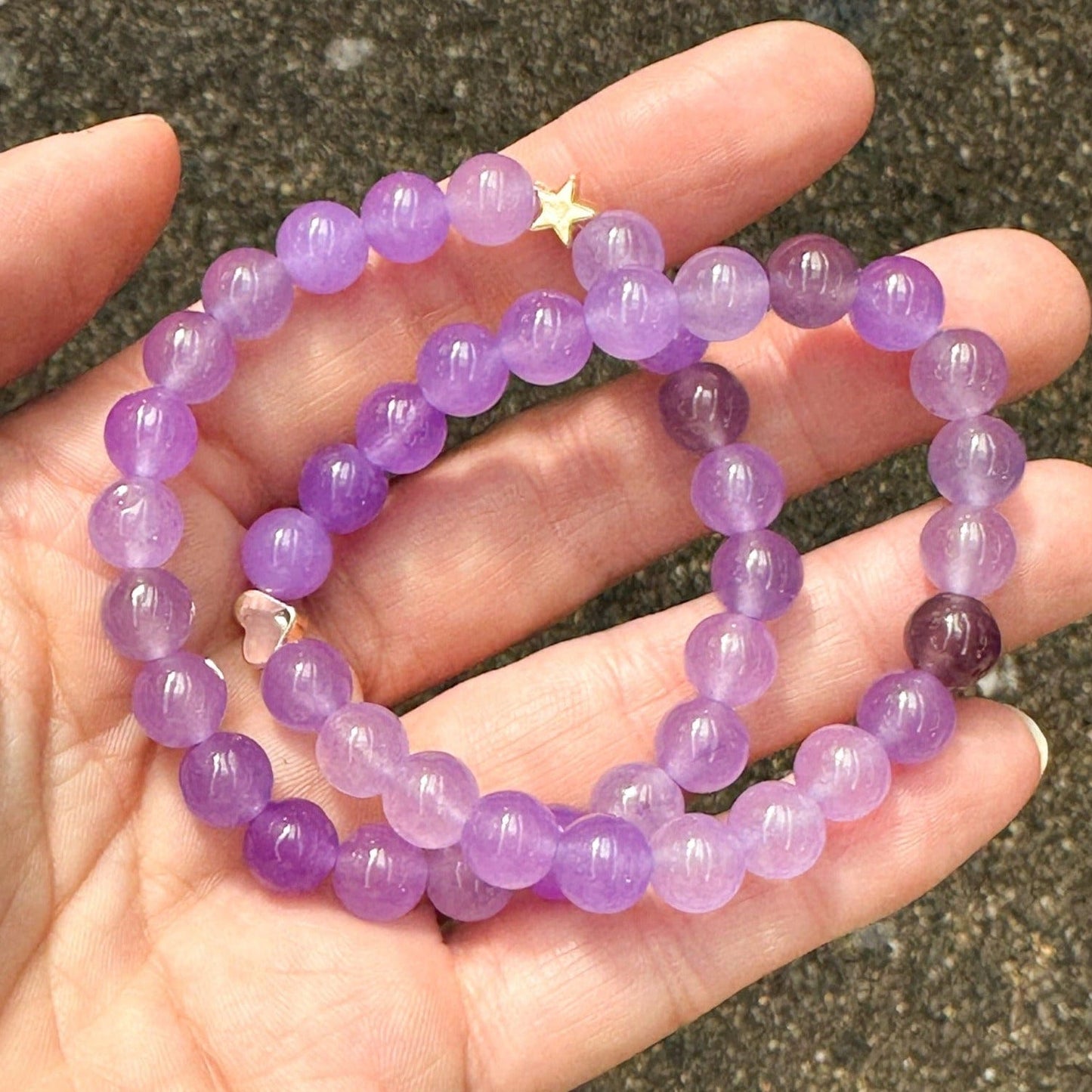 Amethyst Bracelet 8mm Heart