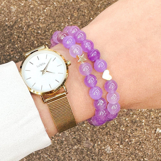 Amethyst Bracelet 8mm Heart