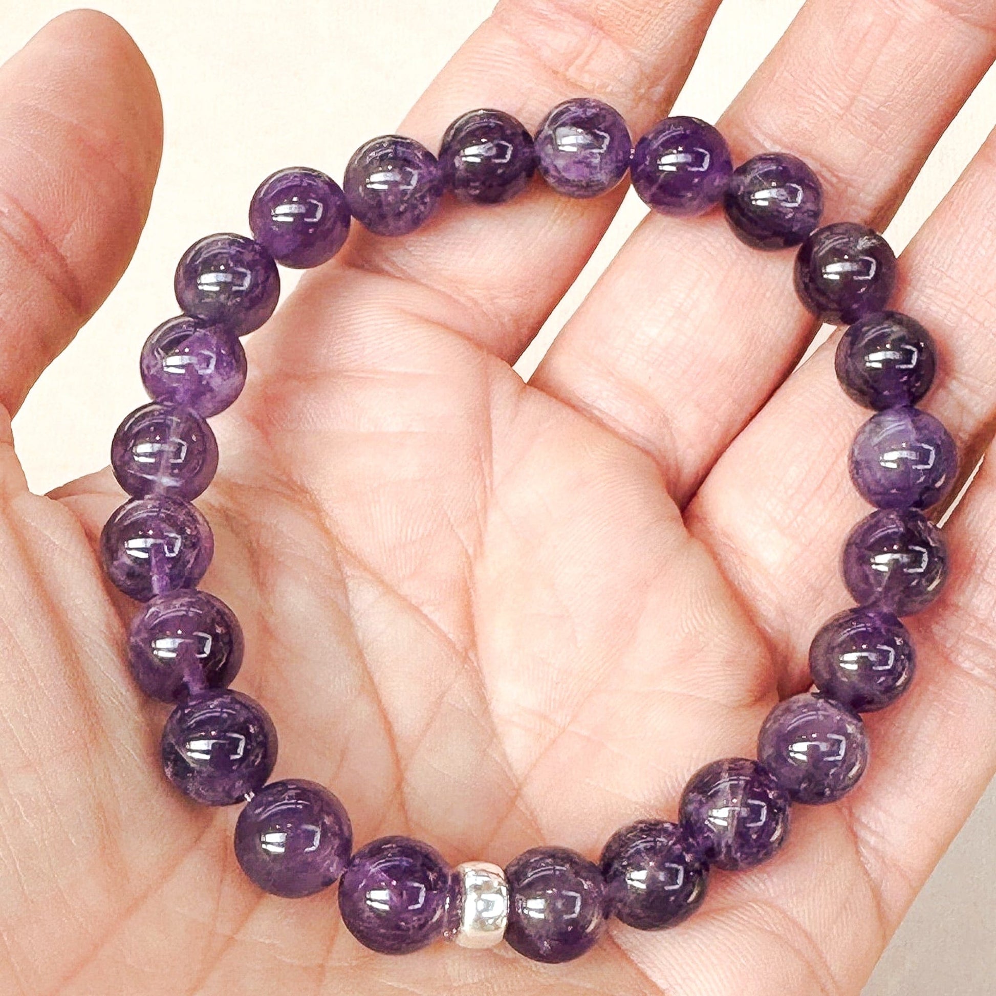 Amethyst Bracelet 8mm Sterling Silver