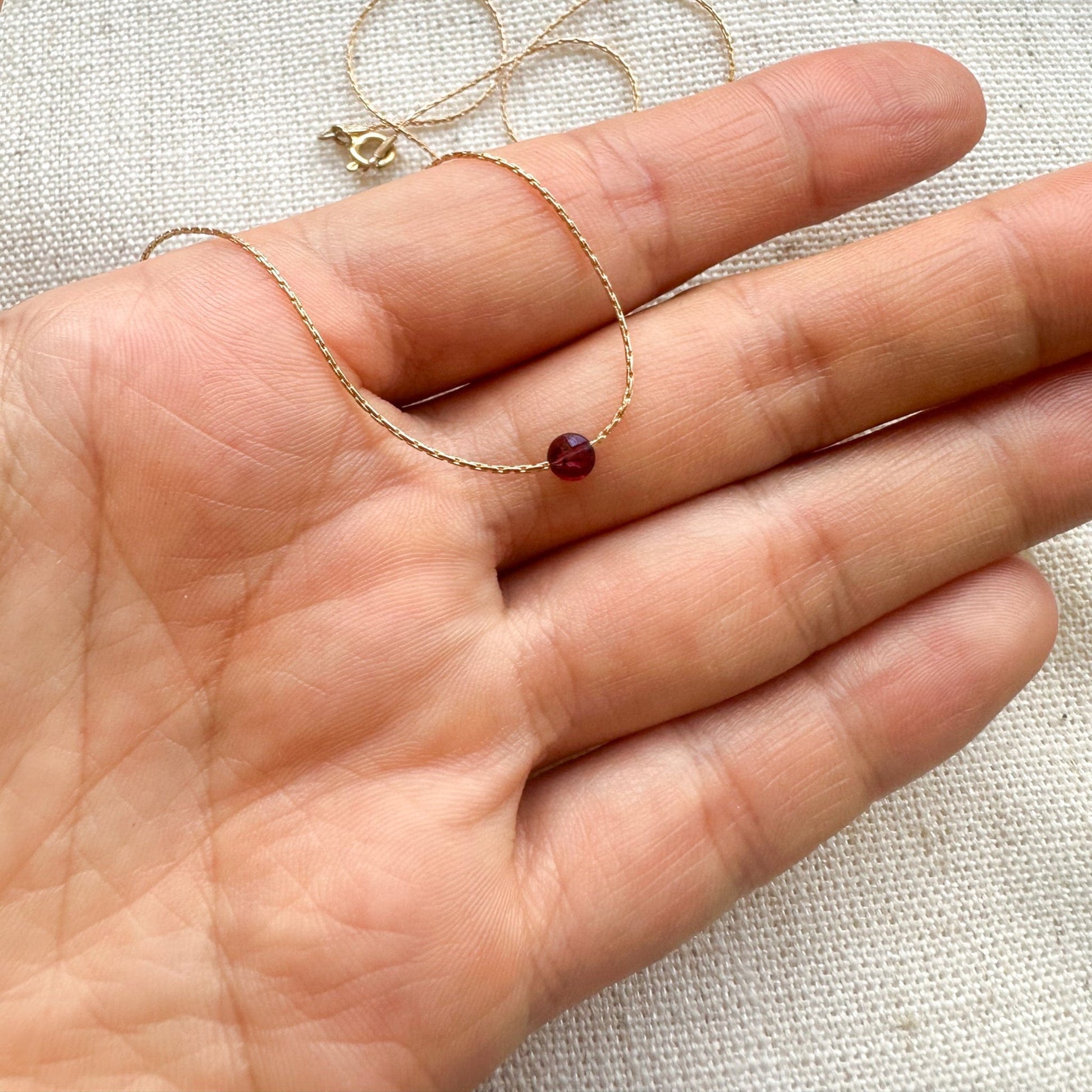 Garnet Gold Necklace Minimalist
