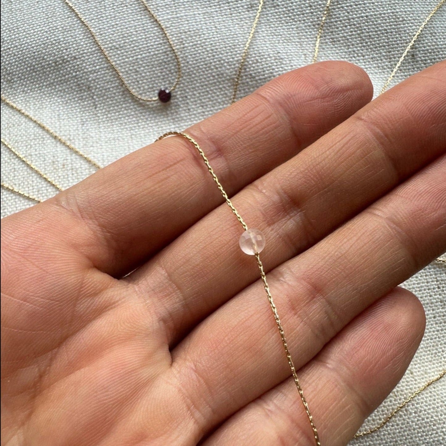 Rose Quartz Gold Necklace (June's Birthstone) <br> Minimalist
