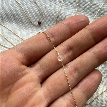 Rose Quartz Gold Necklace (June's Birthstone) <br> Minimalist