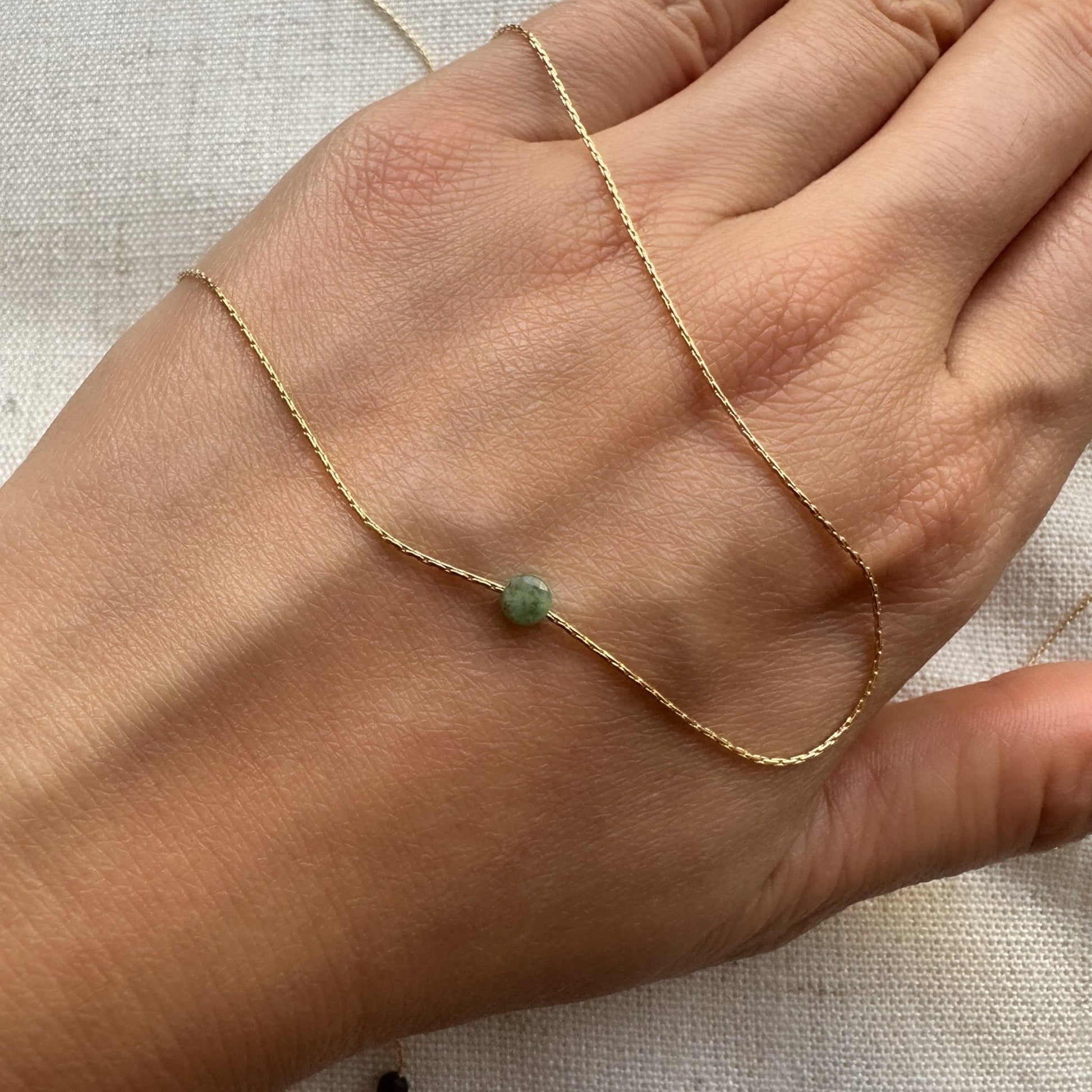 Emerald Gold Necklace Minimalist