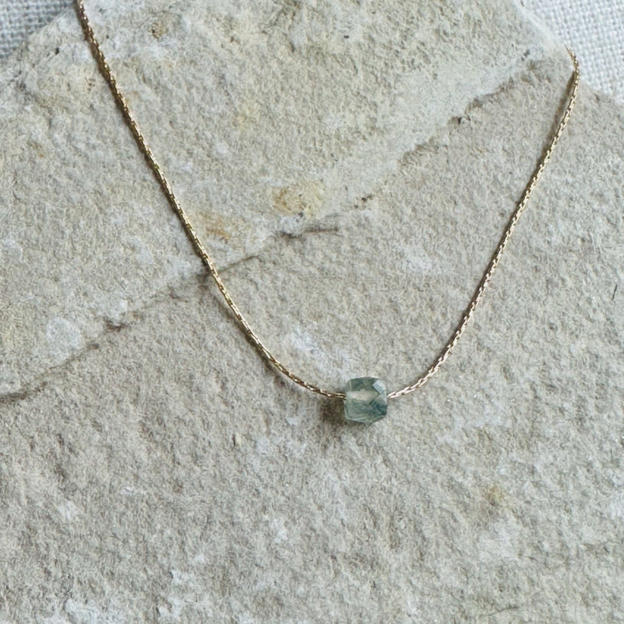 Kyanite Gold Necklace <br> Minimalist square